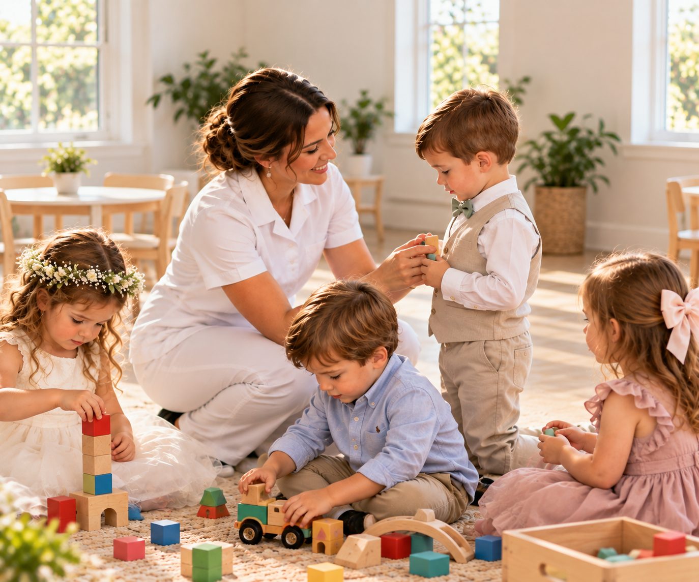 Rendering of the kids room with toys and play space for supervised childcare